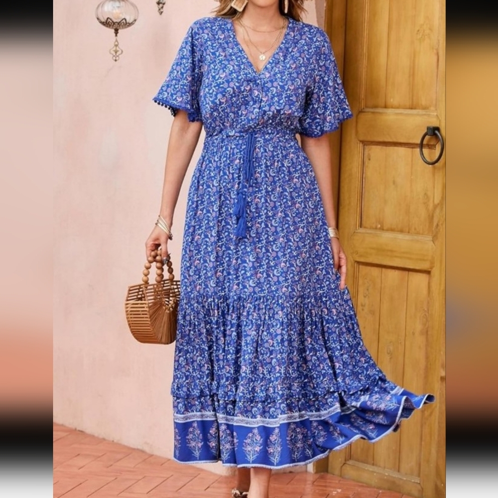 Floral Blue Maxi Dress